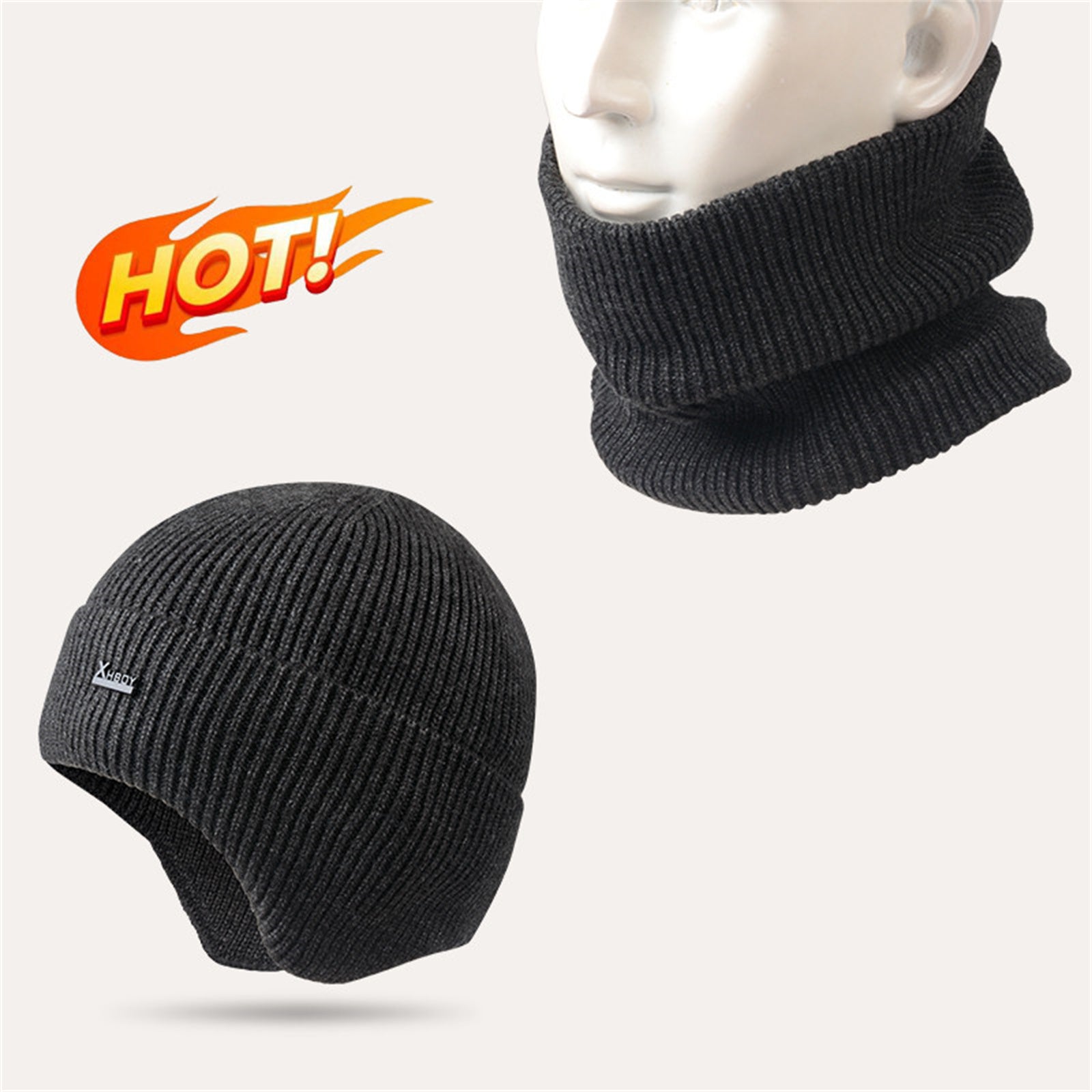 Men's Winter Warm Fleece Knit Wool Ski Hat