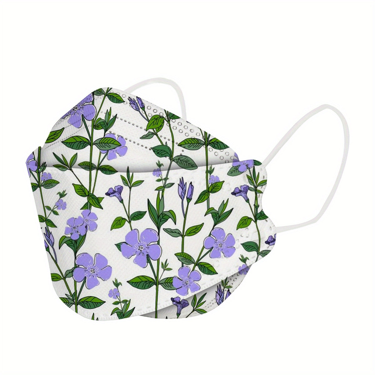 50pcs KF94 Mask Solid Disposable Floral Print Face Masks Causal Outdoor Dustproo