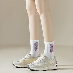 10 Pairs Letter & Heart Print Socks Women's Mid Tube Stockings