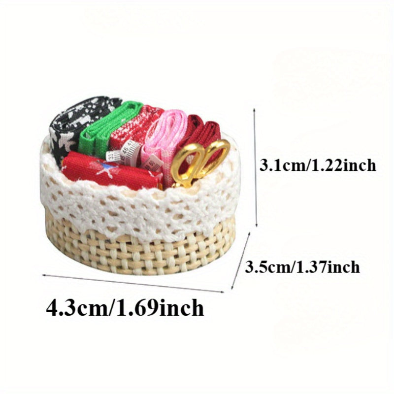 Mini Simulation Needle & Thread Basket Antique Decor