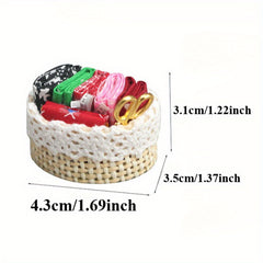 Mini Simulation Needle & Thread Basket Antique Decor