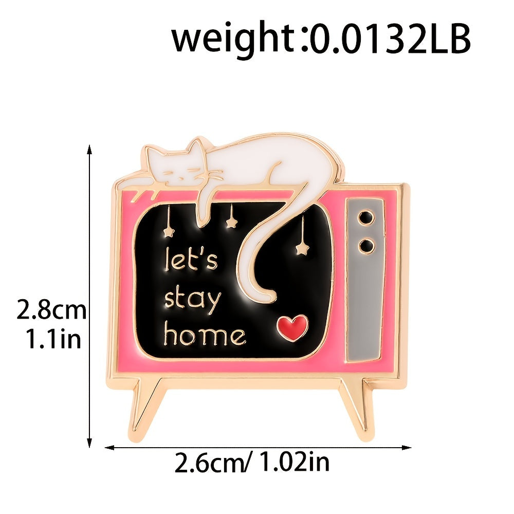 Creative Kitten TV Brooch Enamel Pin Anti-Exposure Waist Backpack Accessory