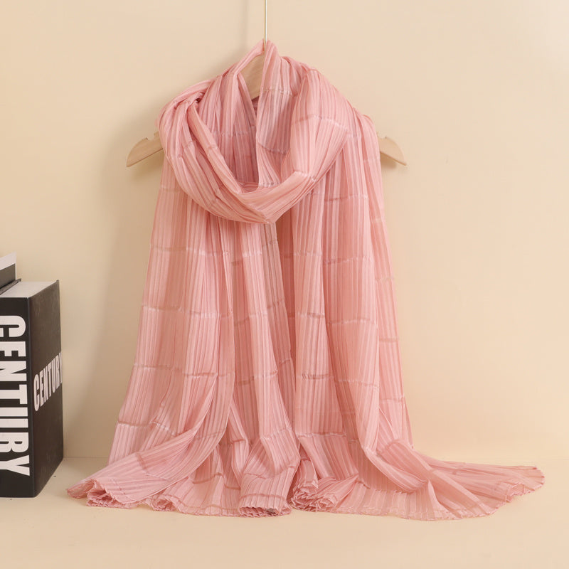 Womens Linen Crinkle Long Soft Scarves Wraps Voile Solid Shawls Scarf