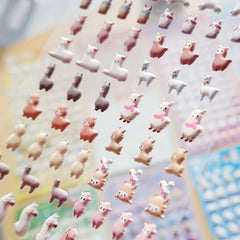 3D Little Rabbit Tropical Fish Alpaca Sticker