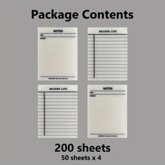 4 Pcs Clear Sticky Notes 200 Sheets- Self-adhesive Memo Pad Office Supplies