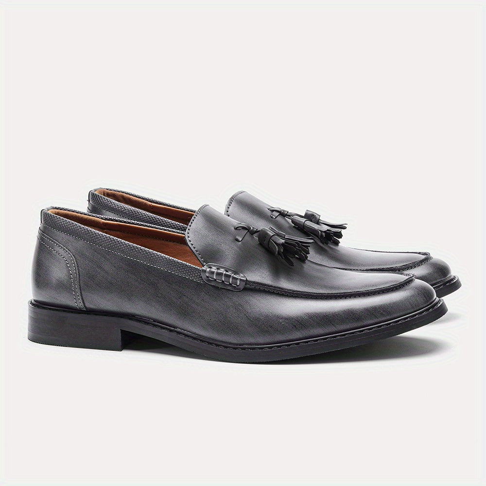 Men's Grey Tassel Loafers for Comfort