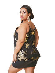  Golden Floral Print V Neck Cami Top