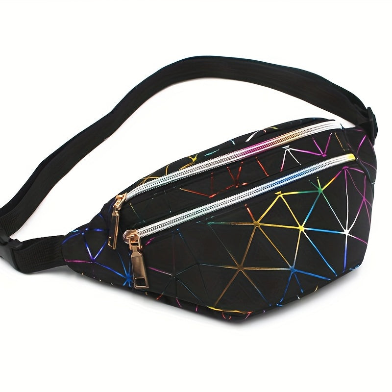 Holographic Fanny Pack Laser Geo Pattern Crossbody Bag