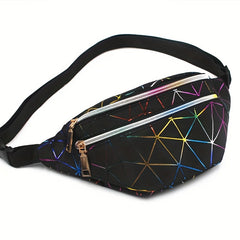 Holographic Fanny Pack Laser Geo Pattern Crossbody Bag