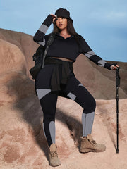  Colorblock Zip Crop Top & Leggings Set