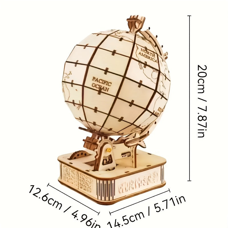 DIY 3D Wooden Globe Puzzle Kit Apricot - Great Gift for Friends
