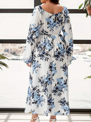 Floral Print Lantern Sleeve Maxi Dress Plus Size