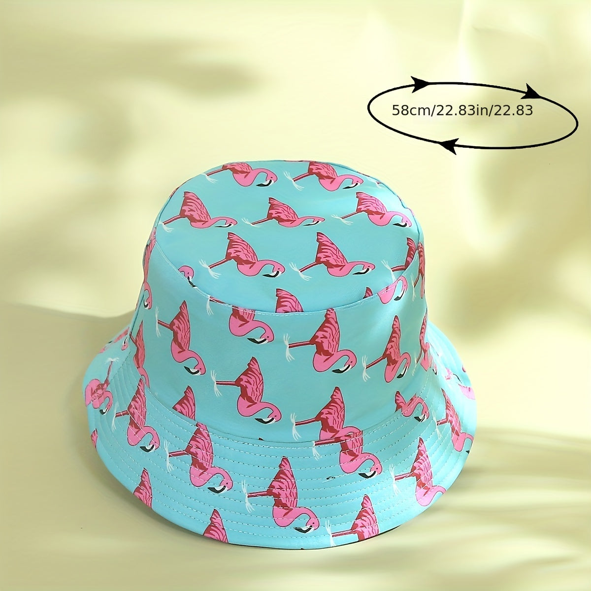 Flamingo Print Reversible Bucket Hat Candy Sunscreen Fisherman Cap