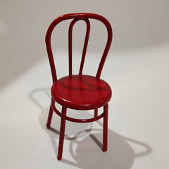 Metal Backrest Chair Retro Modern Dollhouse Furniture Red DIY Scene Props