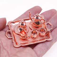 8pcs 1:12 Dollhouse Mini Floral Tea Set DIY Scene Decoration Accessories