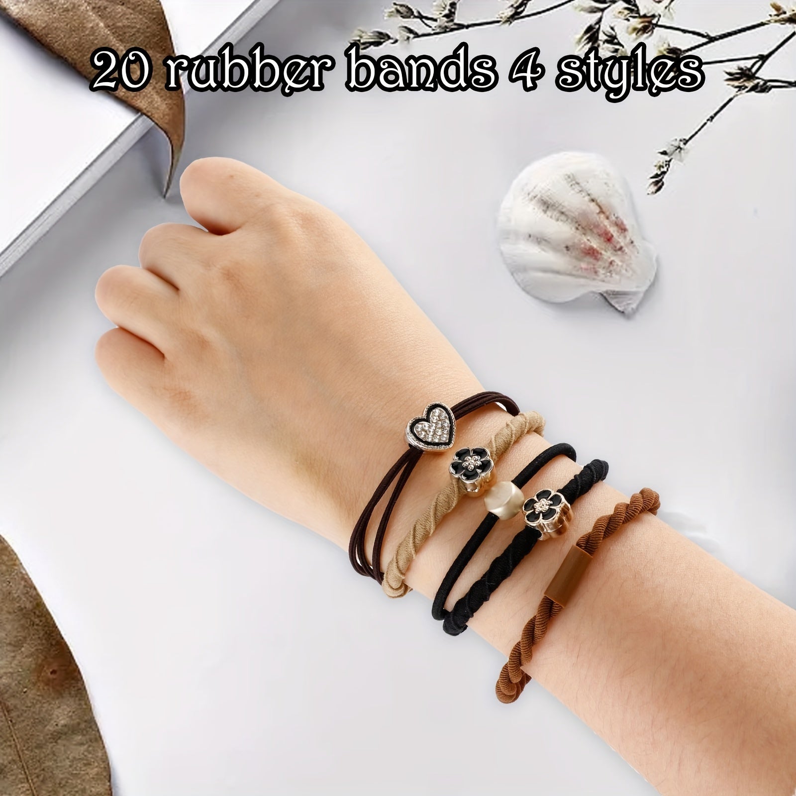 Boho Flower Hair Tie Bracelet Elastic Ponytail Holder
