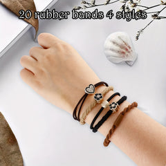 Boho Flower Hair Tie Bracelet Elastic Ponytail Holder