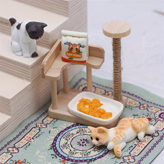 Wooden Cat Tree Playhouse Resin Cat Scene DIY Decor