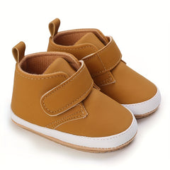 Baby Boys Solid Sneakers with Hook and Loop Fastener Lightweight Anti Slip Shoes
