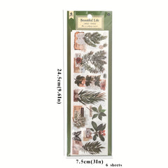 6 Sheets Plant Pattern Washi Paper Tape Stickers