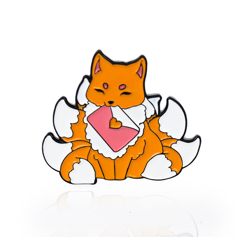 Fox Pattern Brooch for Backpack Jeans