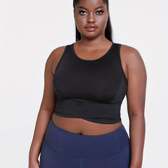  Sports Bra Women's Plus Solid Tie Back Medium Stretch