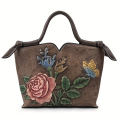 Vintage Leather Handbag Large Capacity Shoulder & Crossbody Tote