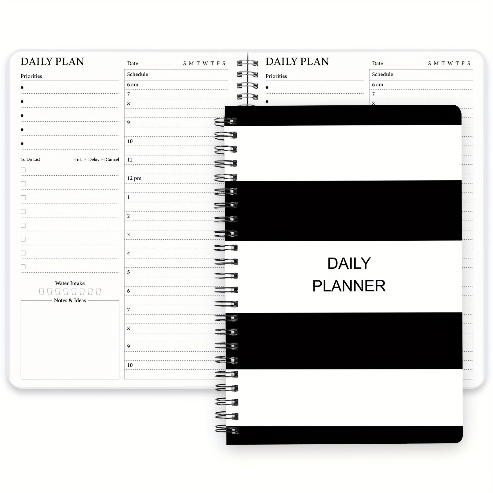 Daily Planner Undated Hourly Schedule To Do List Notes Meals