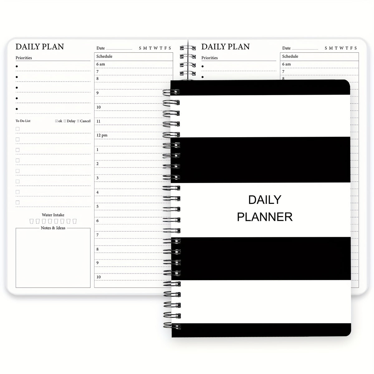 Daily Planner Undated Hourly Schedule To Do List Notes Meals
