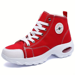 Women's Leisure Air Cushion Sneakers Thick Bottom Mid Top Canvas Shoes