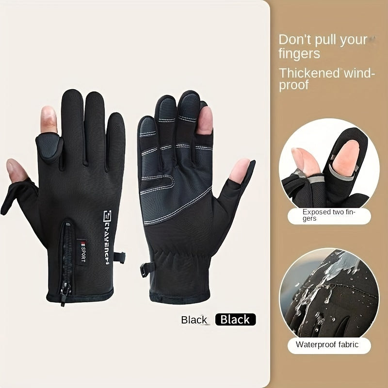 Men's Winter Touch Screen Warm Gloves Windproof Waterproof Velvet Gloves
