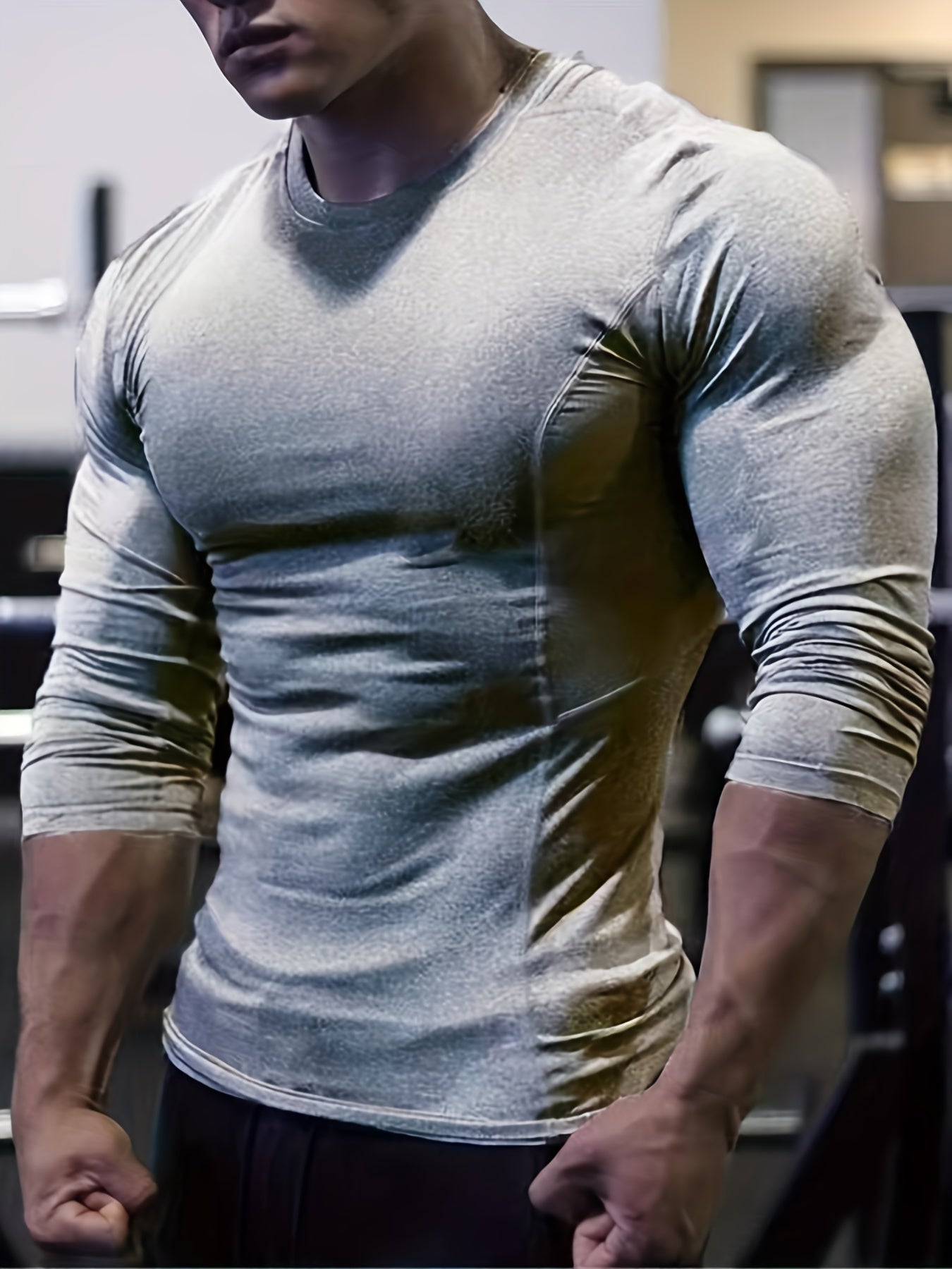 Men's Quick Drying Long Sleeve Sports T-Shirt for Running Gym Training