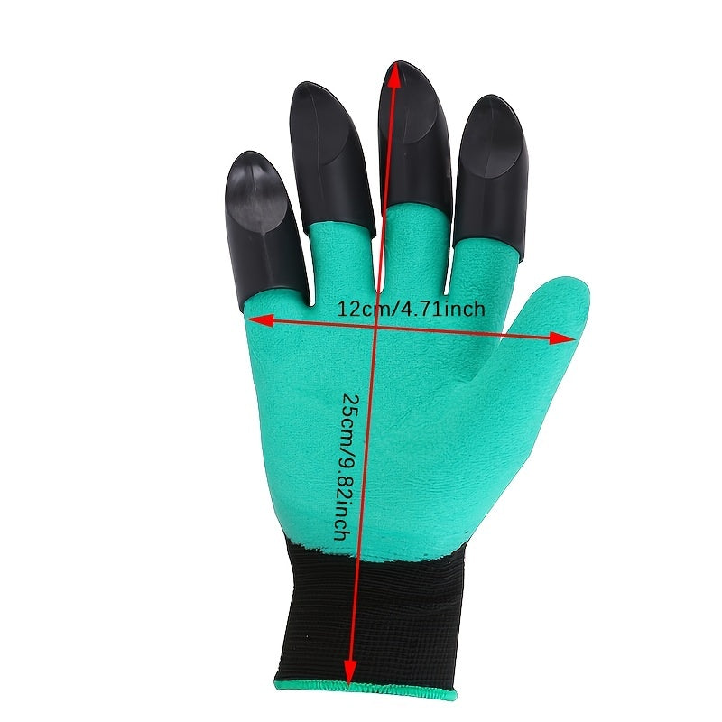 1pc Green Gardening Gloves with 8 Claws for Digging Soil Labor Protection