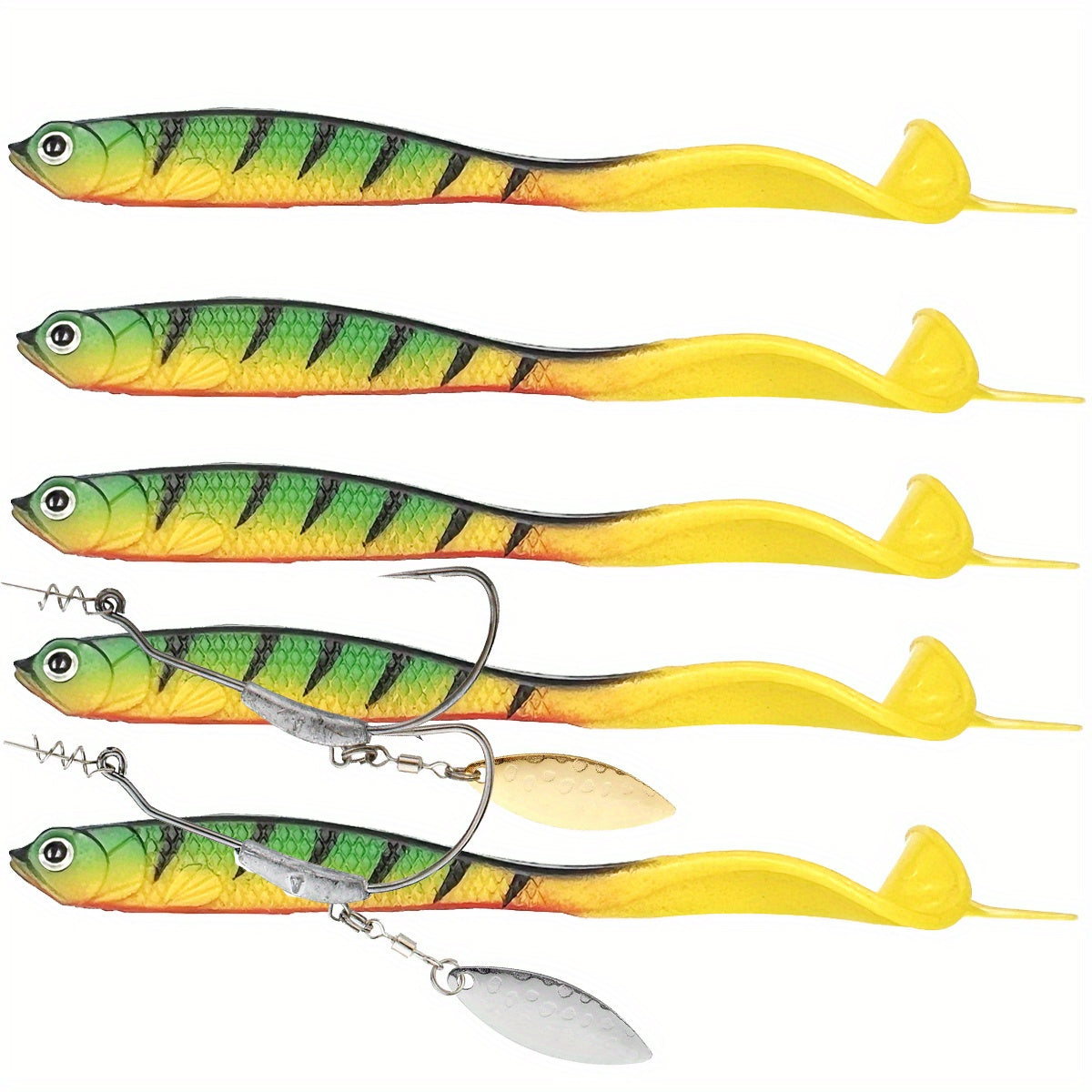 Bionic Soft Baits with Twister Tail for Fishing, 5pcs, Saltwater Freshwater