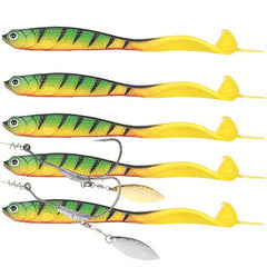 Bionic Soft Baits with Twister Tail for Fishing, 5pcs, Saltwater Freshwater