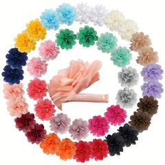 40pcs Chiffon Flower Hair Clips Bowknot Clips for Baby Girls