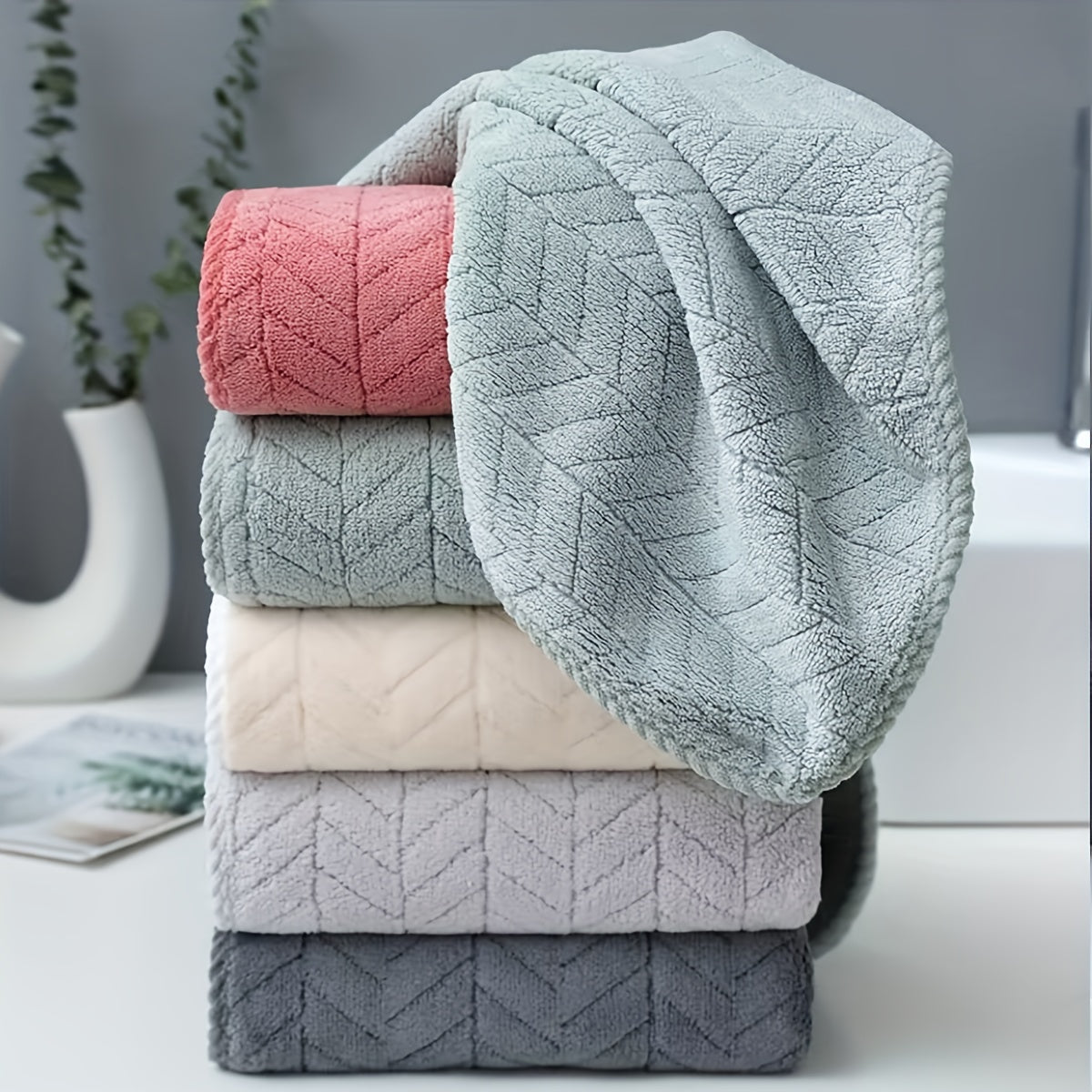 Soft Hand Towel Plain Design Absorbent for Home Bathroom