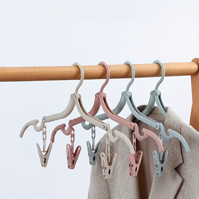 Foldable Coat Hanger Clothes Hanger With Clips For Travel