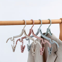 Foldable Coat Hanger Clothes Hanger With Clips For Travel