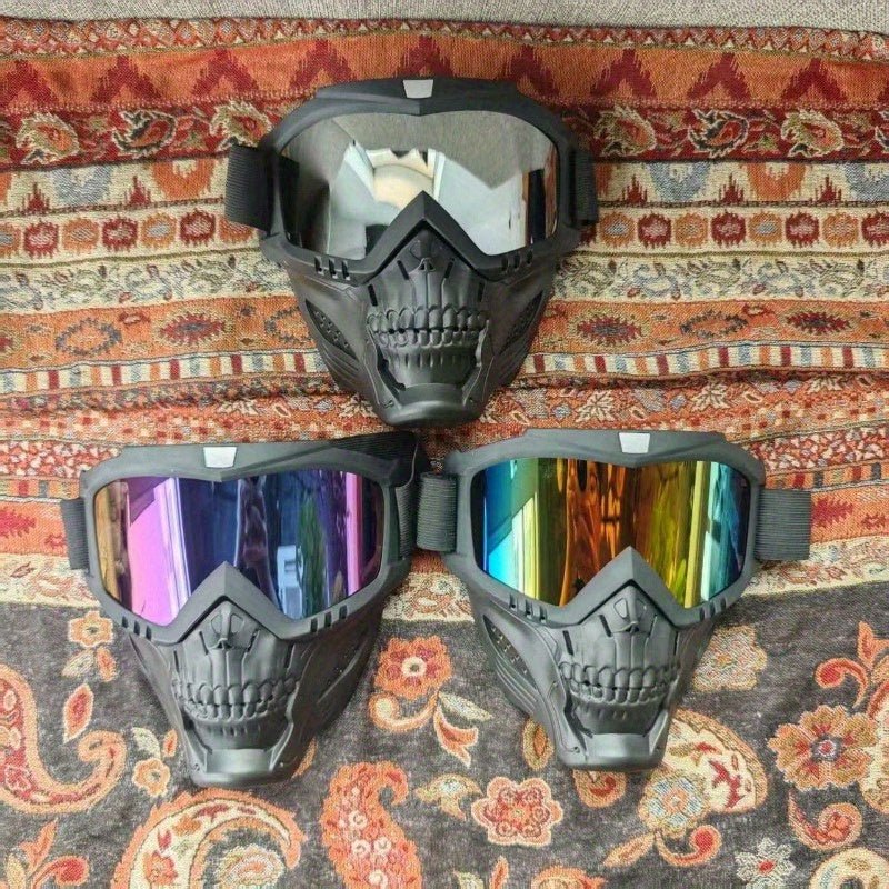 Skull Mask with Reflective Goggles for Halloween & Horror Party