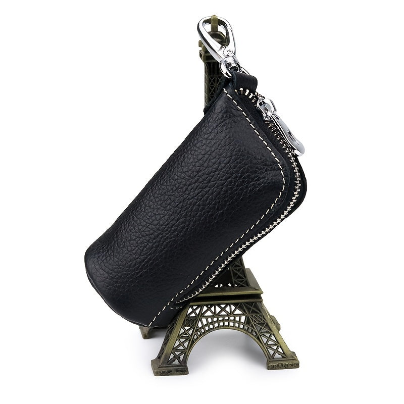Cowhide Zipper Key Case Key Organizer Wallet Car Keychain Keyring