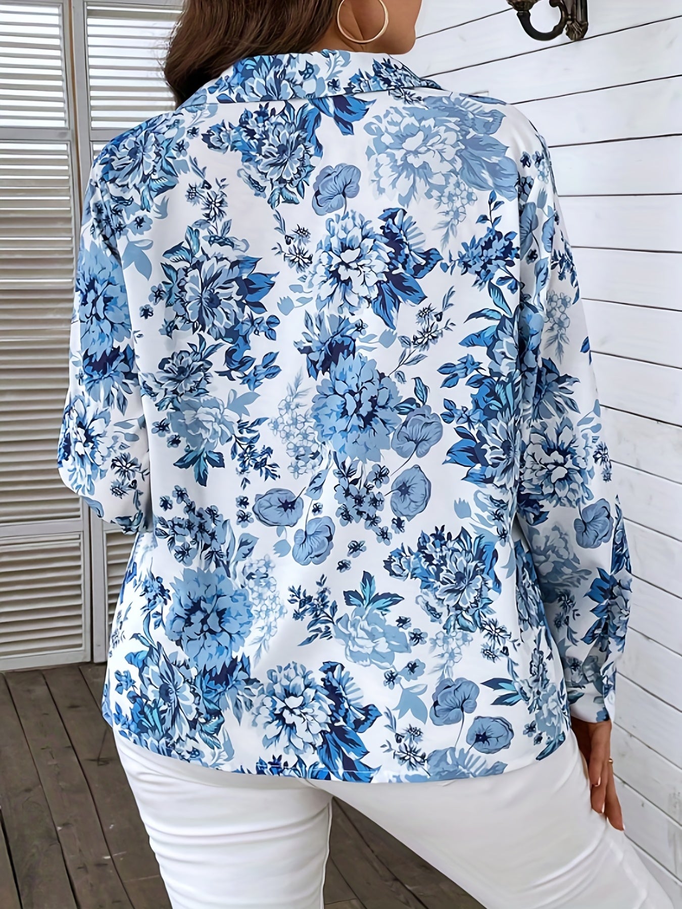  Women's Floral Print Long Sleeve Blouse