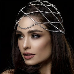 Rhinestone Head Chain with Tassel Bridal Hair Accessory