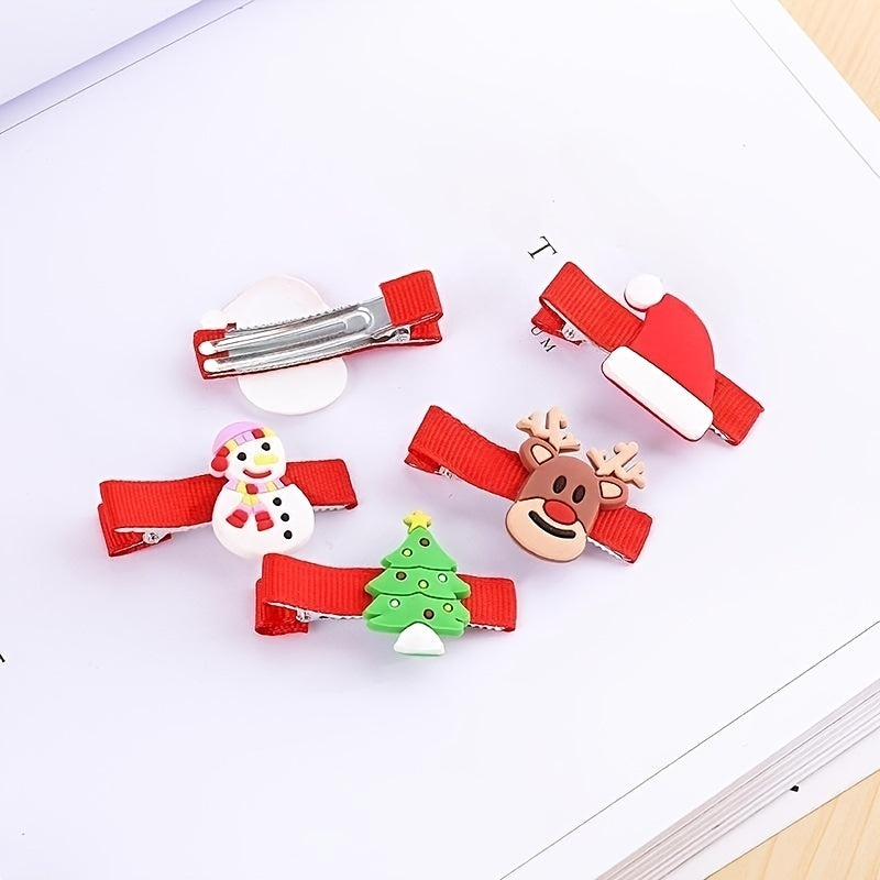 5pcs Christmas Party Wristbands Rings Hair Clips Silicone Bracelet