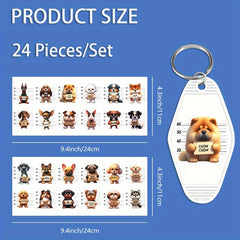 24pcs Angry Puppy UV DTF Waterproof Transfer Paper for Perfect Gift Ideas