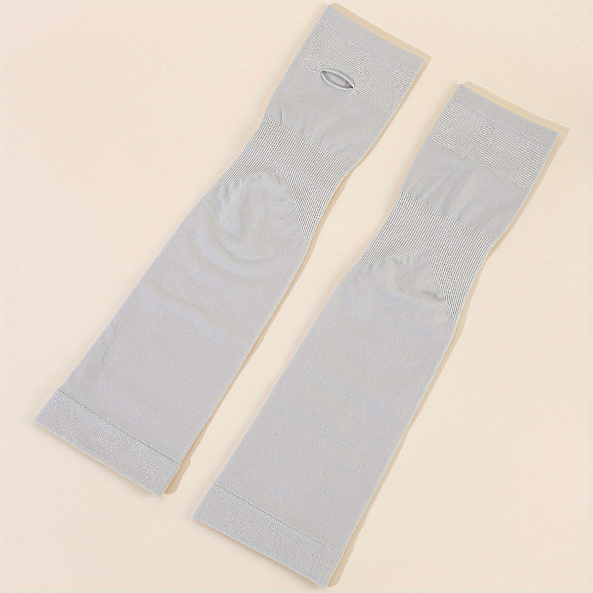 1pair Thumb Hole Arm Sleeves For Women Men Solid Sunscreen Sleeves