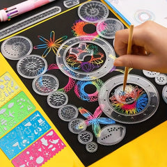 28pcs DIY Magic Ruler Scratch Painting Set Colorful Puzzle Drawing Tools