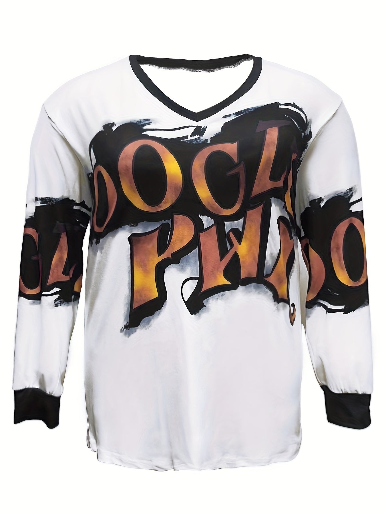  Women's Letter Print Long Sleeve Fitness Top