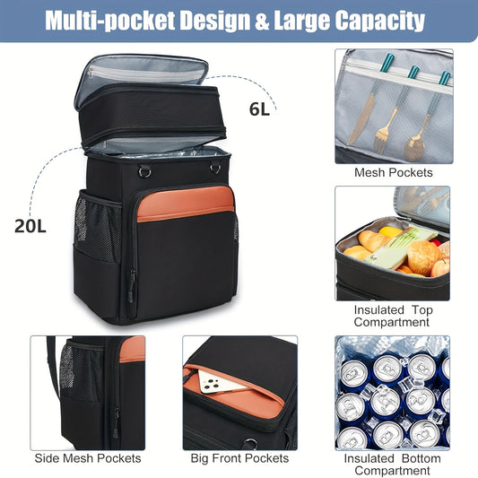 FLXUR Insulated Backpack Cooler Double Layer Waterproof Leakproof Expandable Hea