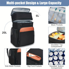 FLXUR Insulated Backpack Cooler Double Layer Waterproof Leakproof Expandable Hea